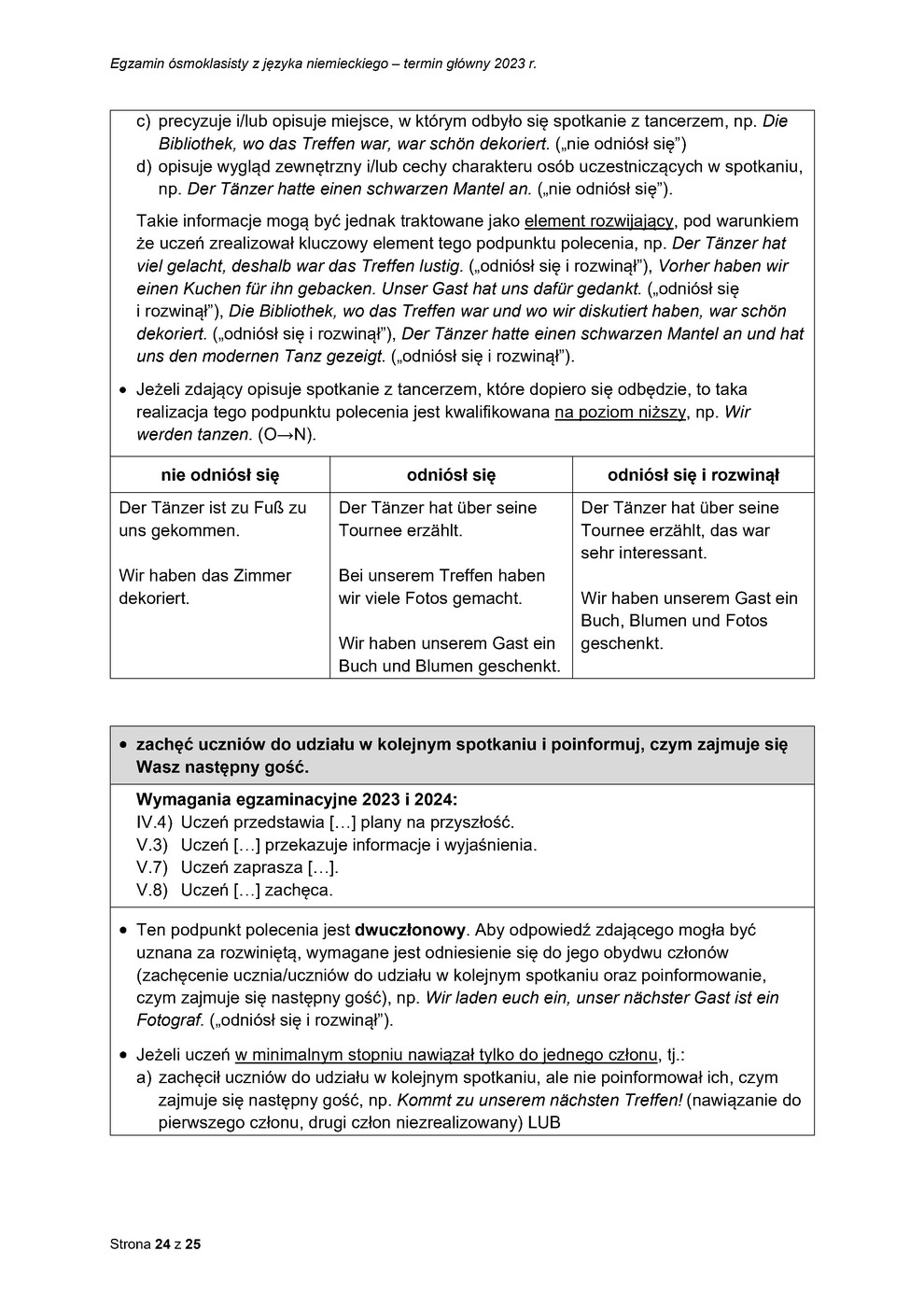 odpowiedzi - język niemiecki - egzamin ósmoklasisty 2023 - 0024