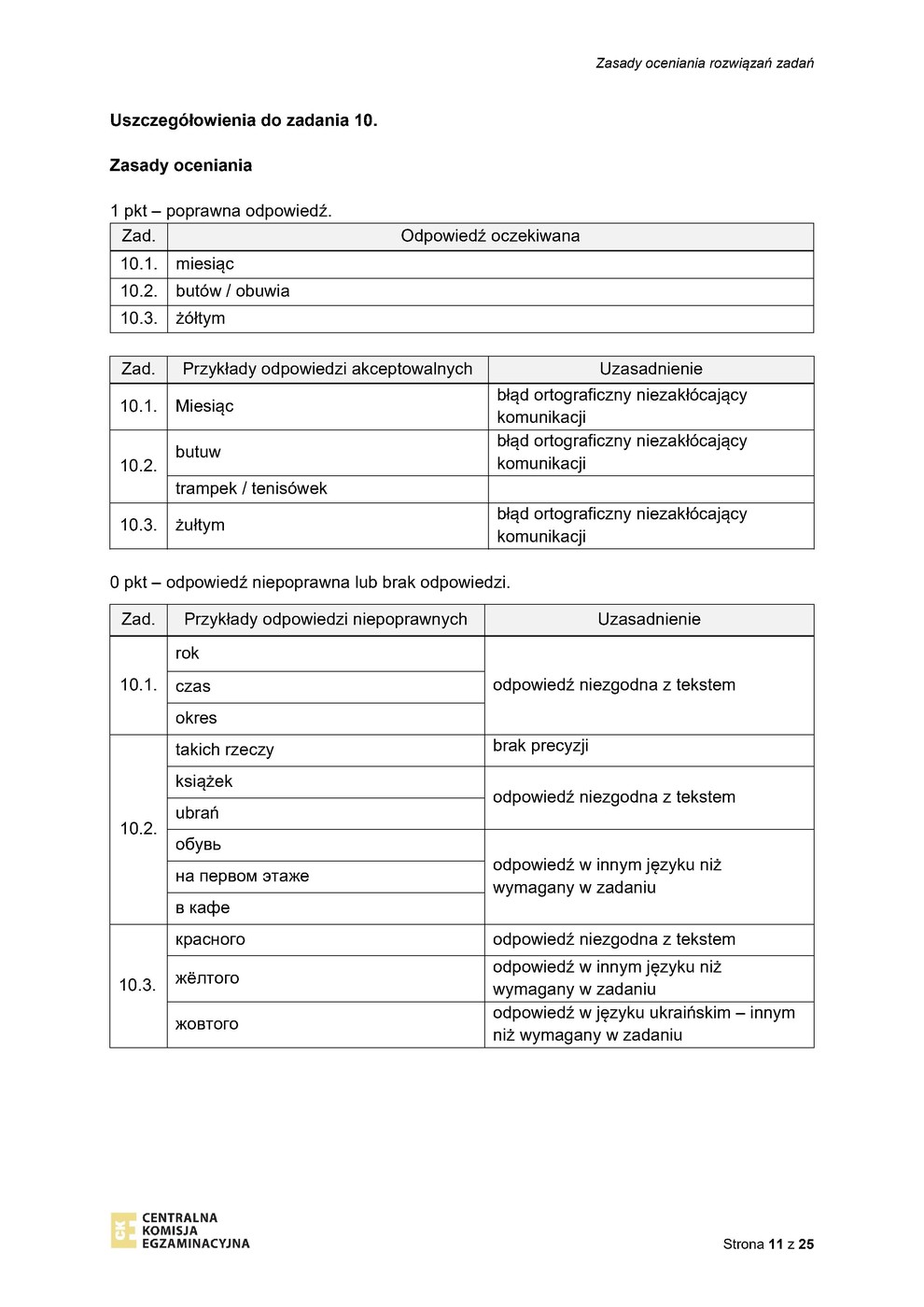 odpowiedzi - język rosyjski - egzamin ósmoklasisty 2023 - 0011