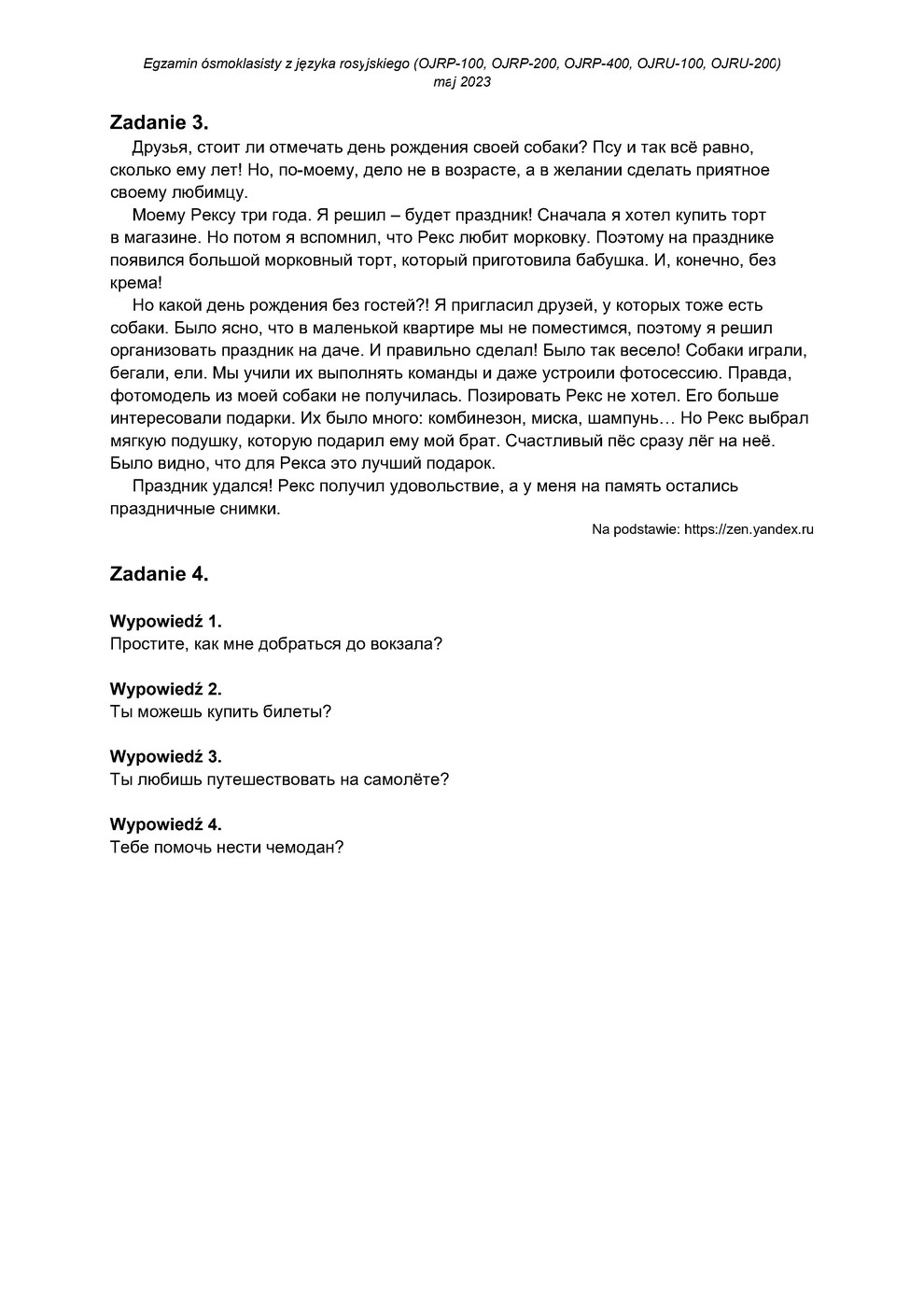 transkrypcja - język rosyjski - egzamin ósmoklasisty 2023 - 0003