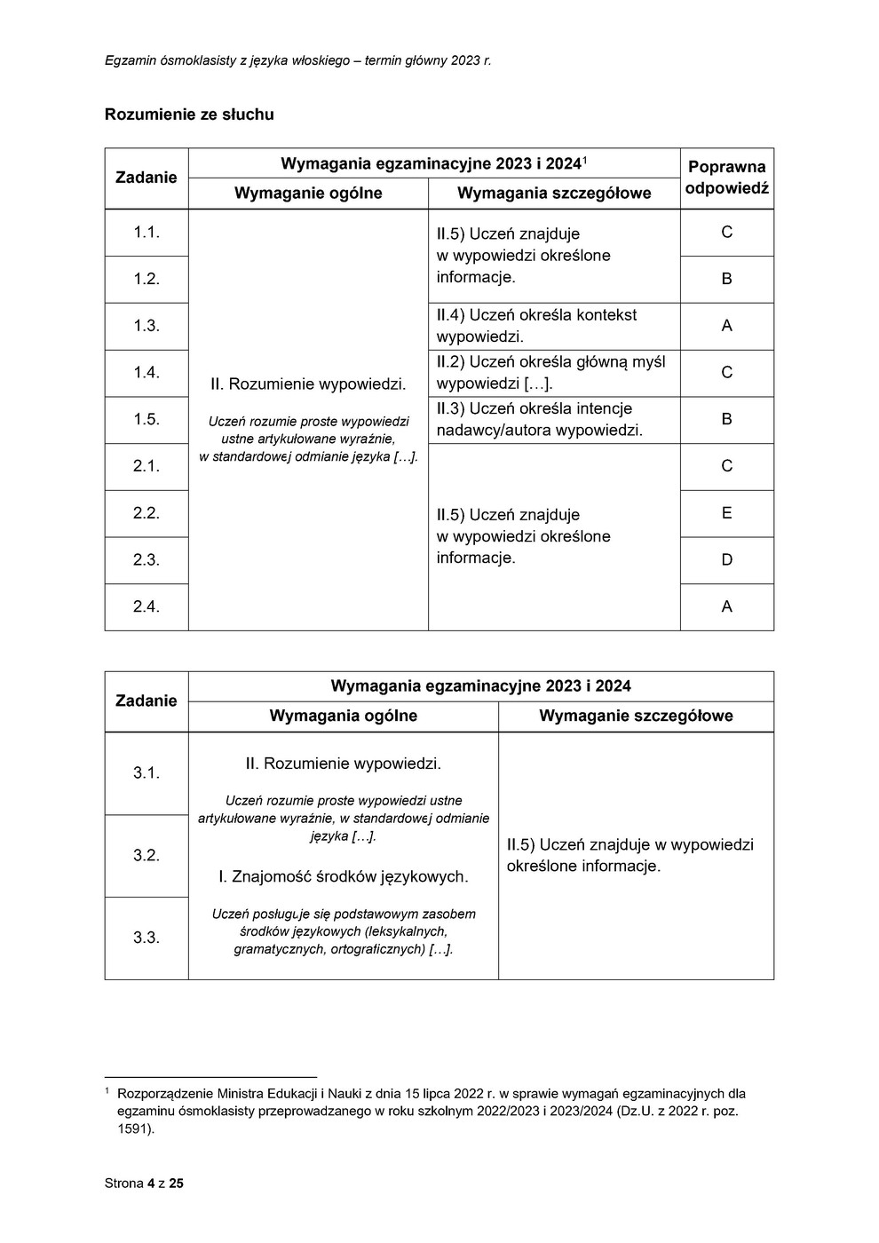 odpowiedzi - język włoski - egzamin ósmoklasisty 2023 - 0004