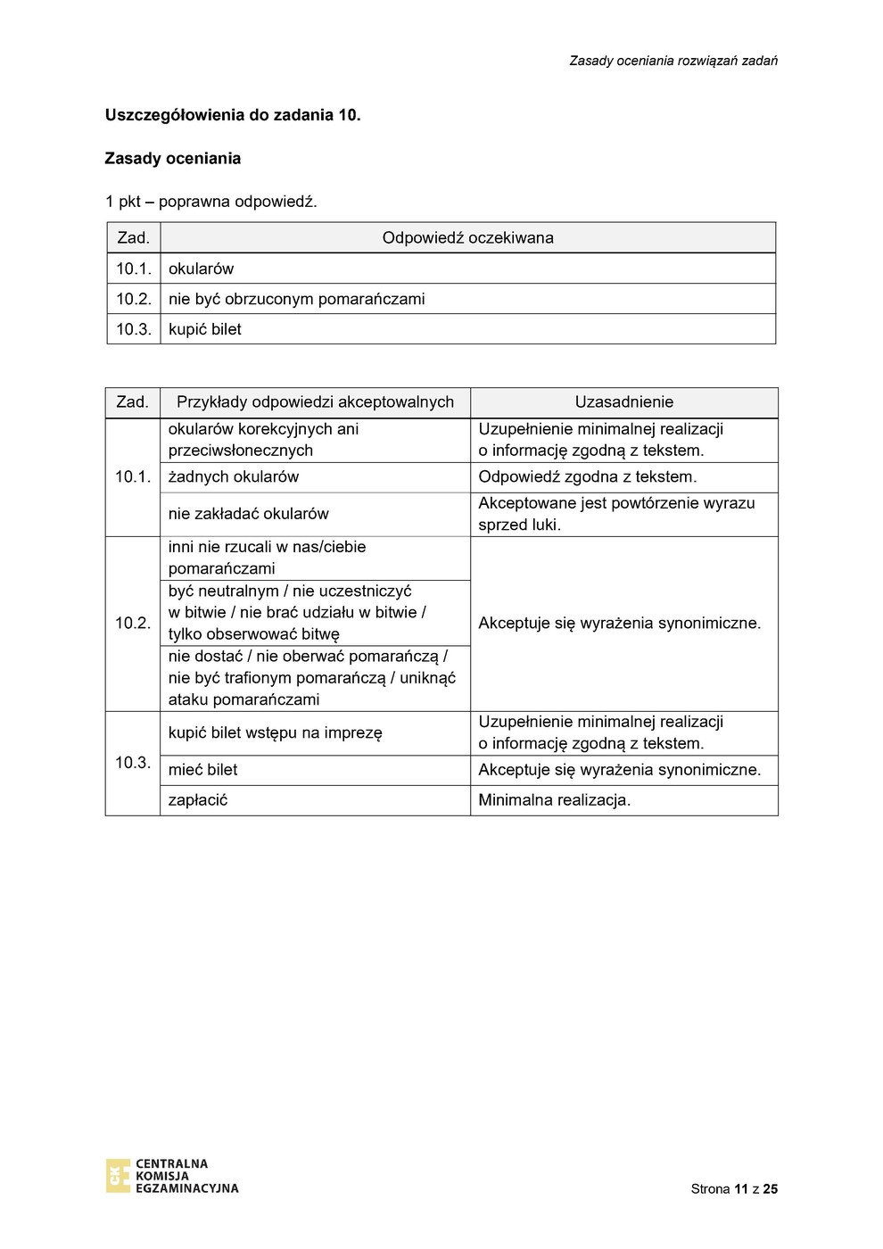 odpowiedzi - język włoski - egzamin ósmoklasisty 2023 - 0011