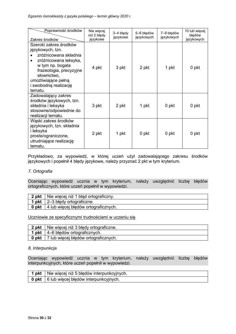 odpowiedzi - egzamin ósmoklasisty 2020 - język polski-30