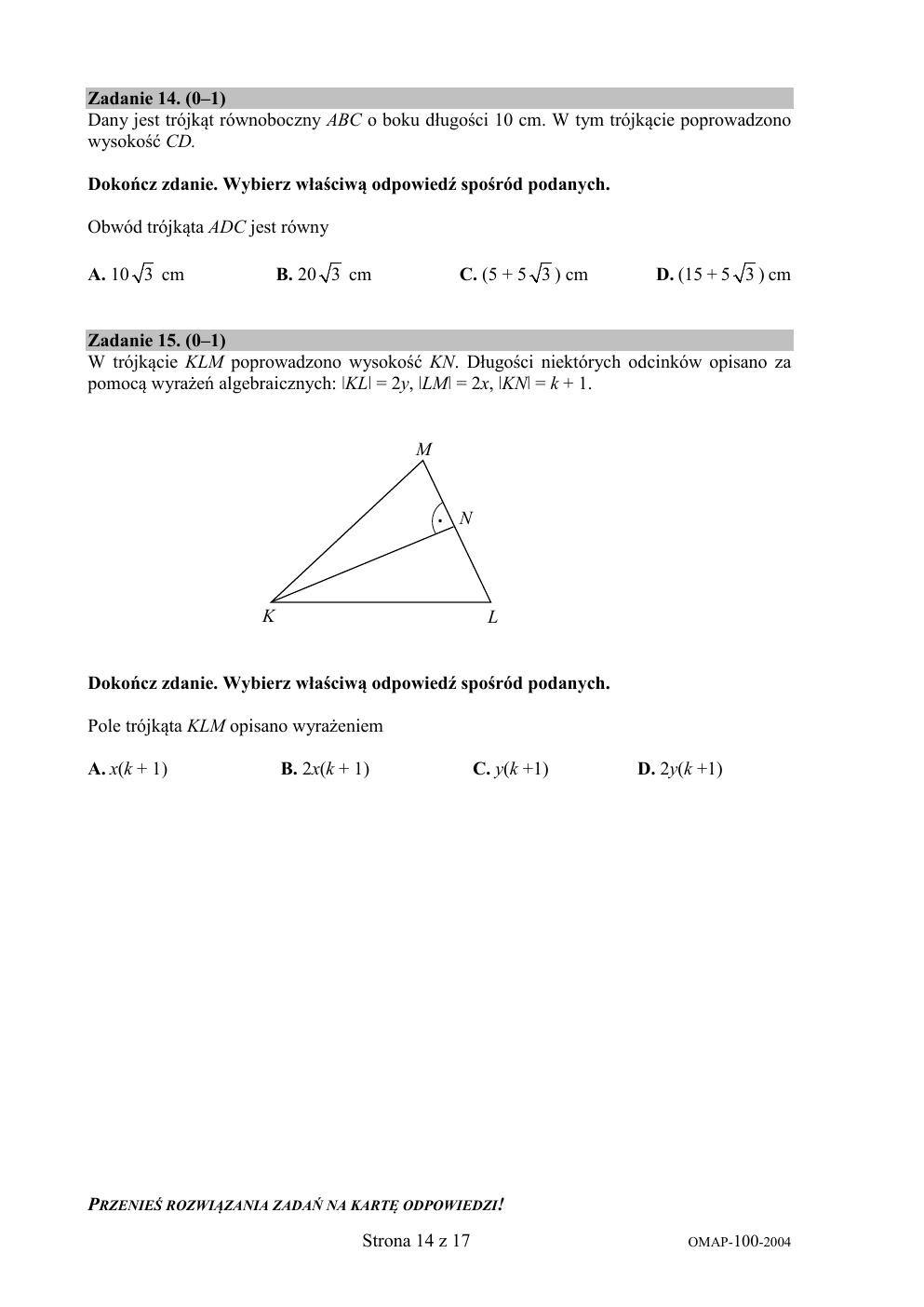 arkusz - matematyka - egzamin ósmoklasisty 2020-14