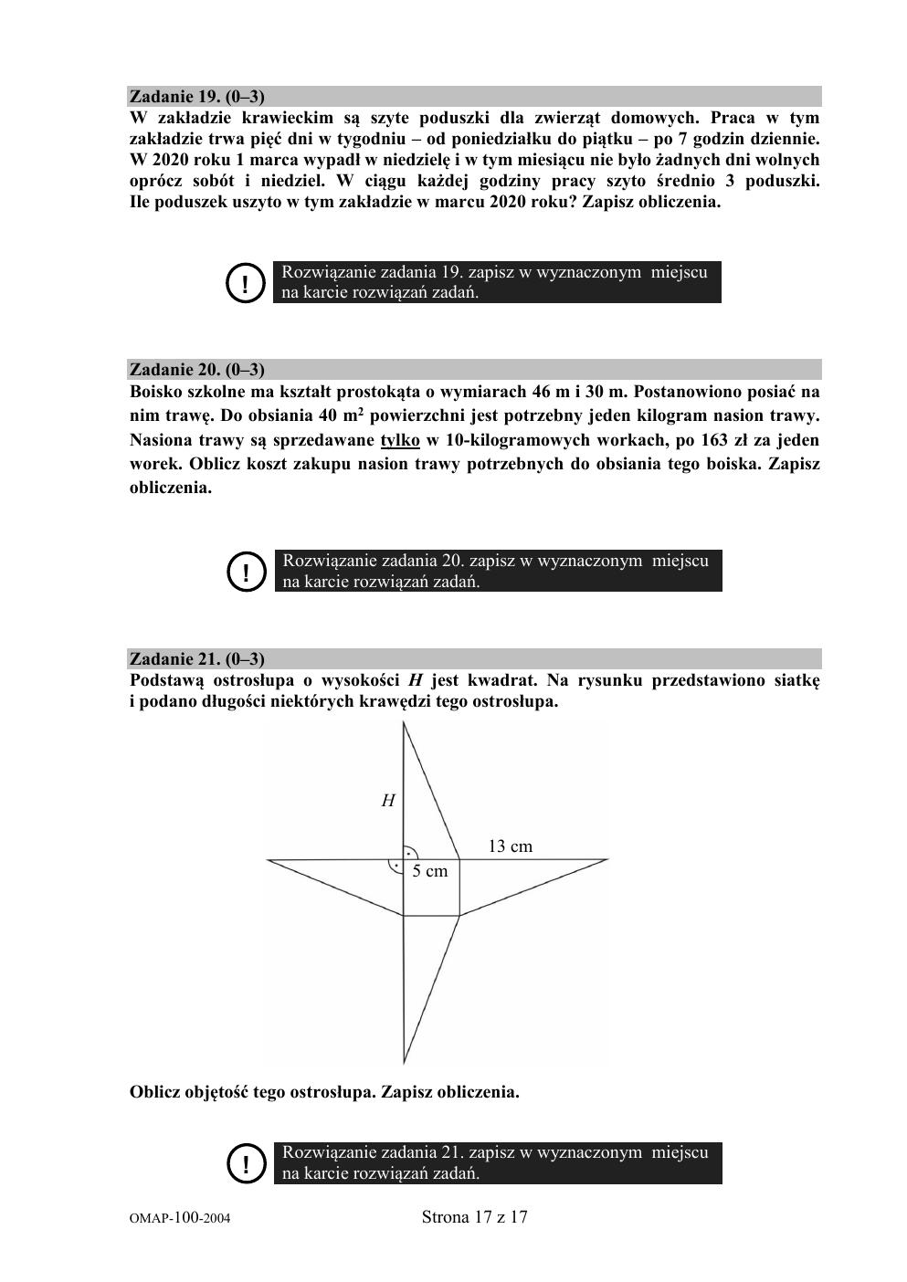 arkusz - matematyka - egzamin ósmoklasisty 2020-17