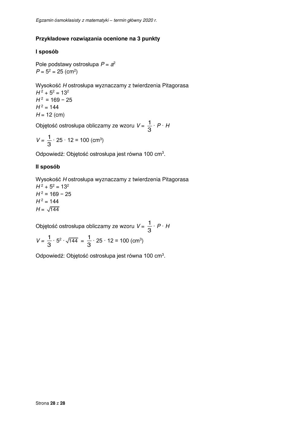 matematyka - egzamin ósmoklasisty 2020 - odpowiedzi-28