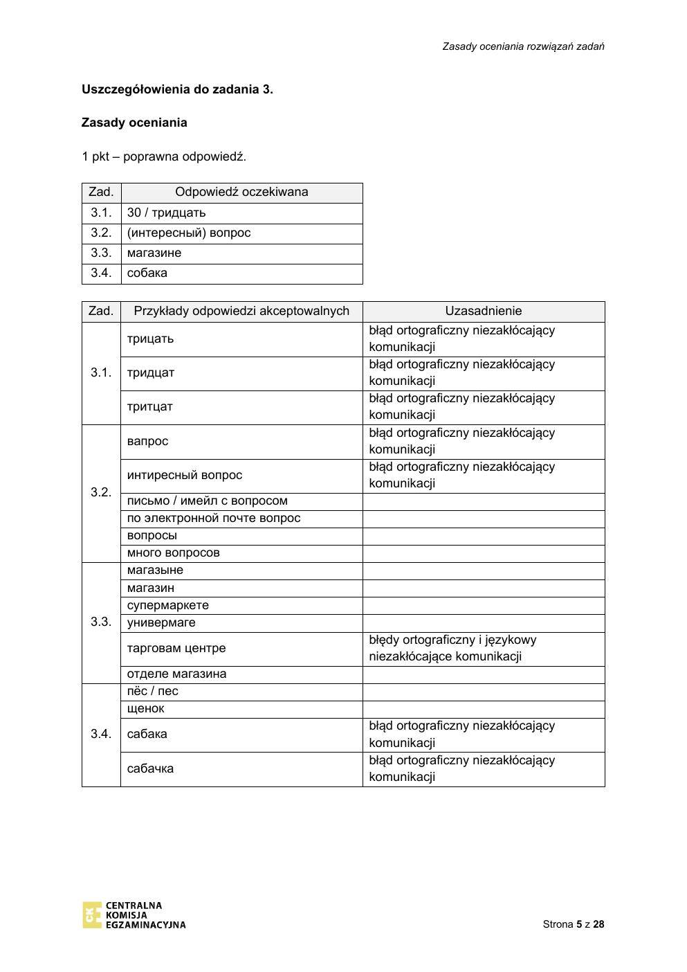 odpowiedzi - rosyjski - egzamin ósmoklasisty 2020-05