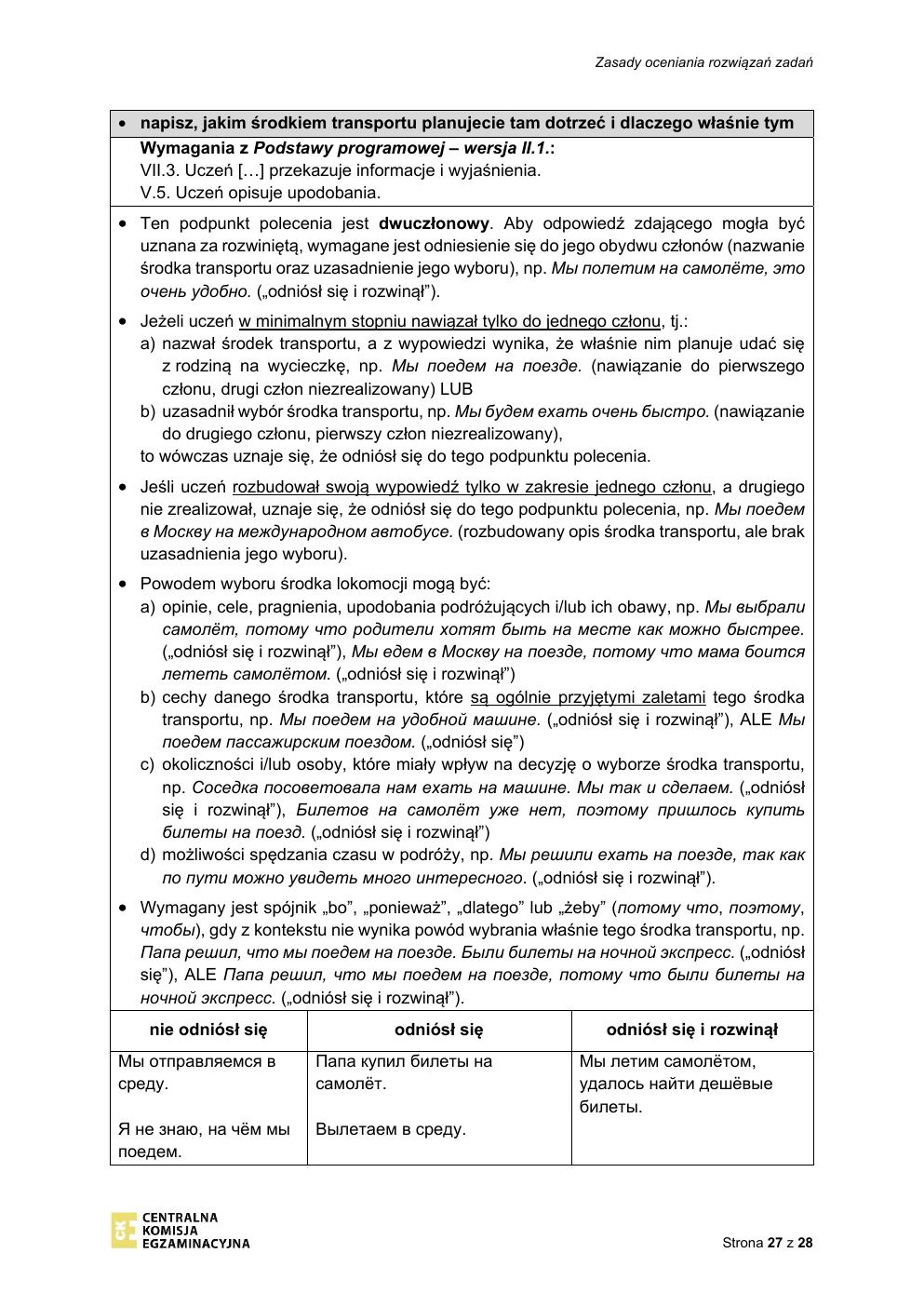odpowiedzi - rosyjski - egzamin ósmoklasisty 2020-27
