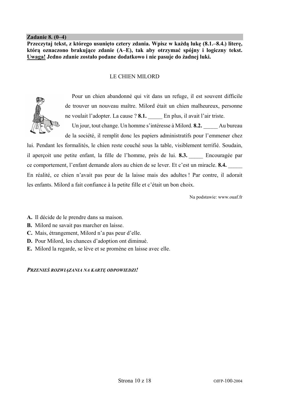arkusz - francuski - egzamin ósmoklasisty 2020-10
