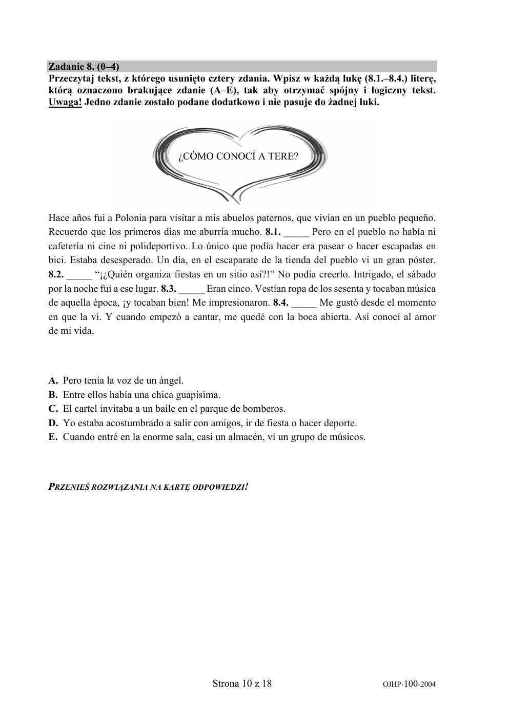 arkusz - hiszpański - egzamin ósmoklasisty 2020-10