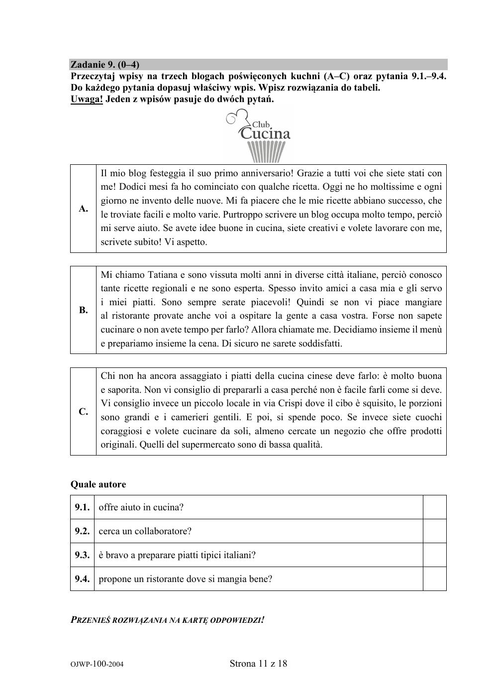 arkusz - włoski - egzamin ósmoklasisty 2020-11