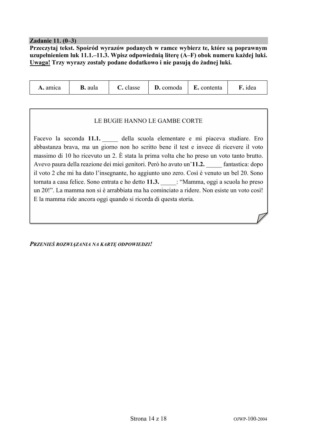 arkusz - włoski - egzamin ósmoklasisty 2020-14