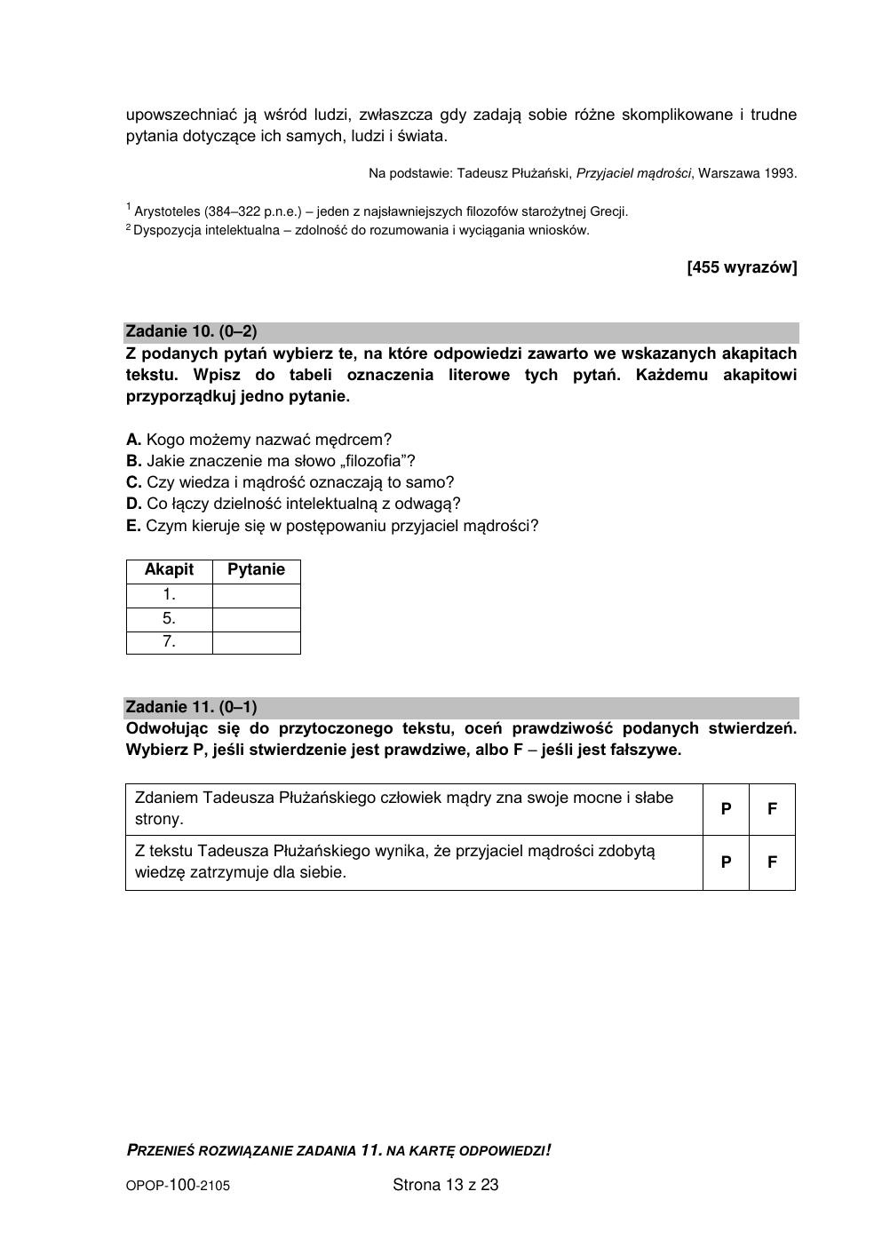 język polski - egzamin ósmoklasisty 2021 - arkusz-13