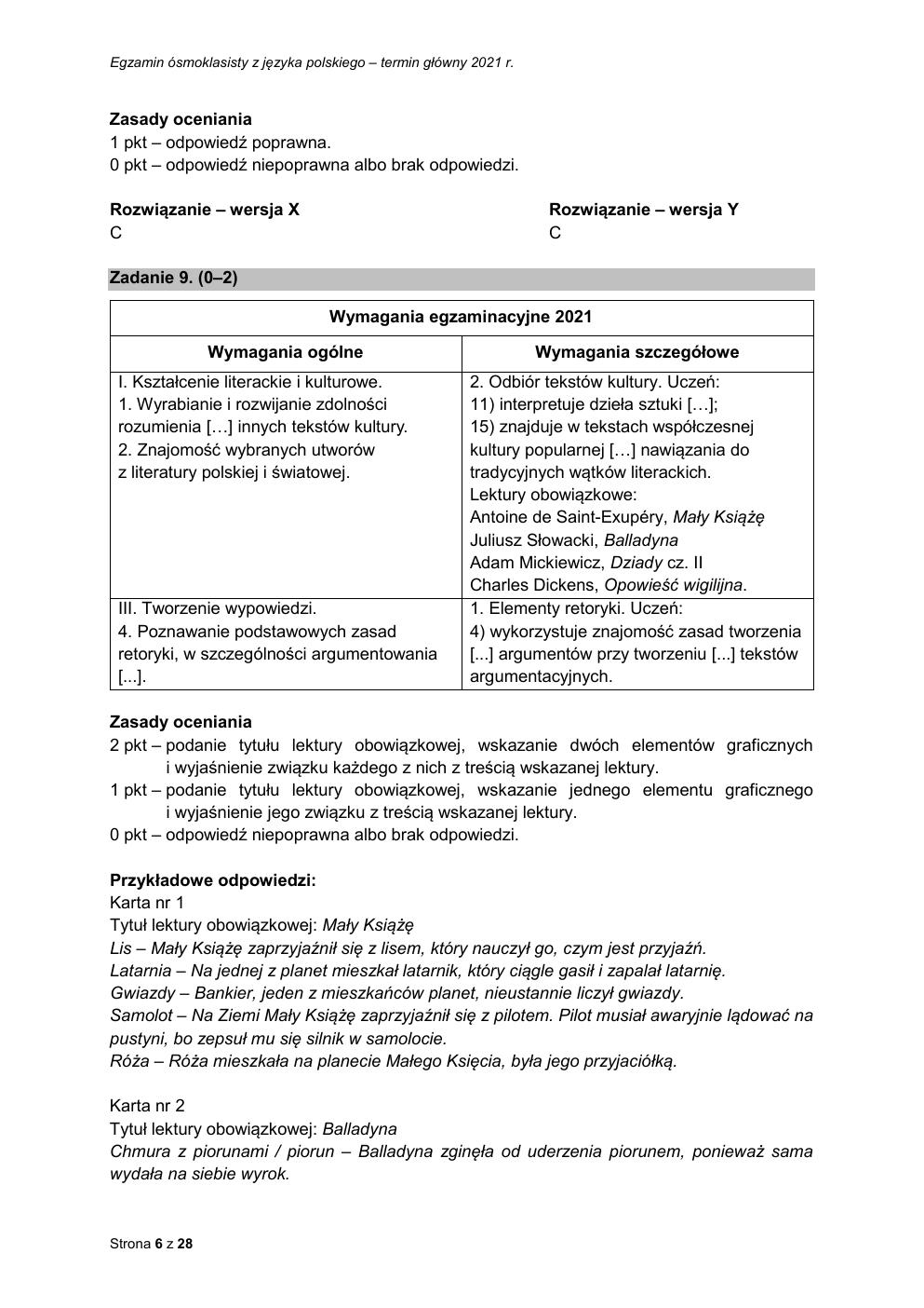 odpowiedzi - język polski - egzamin ósmoklasisty 2021 maj-06