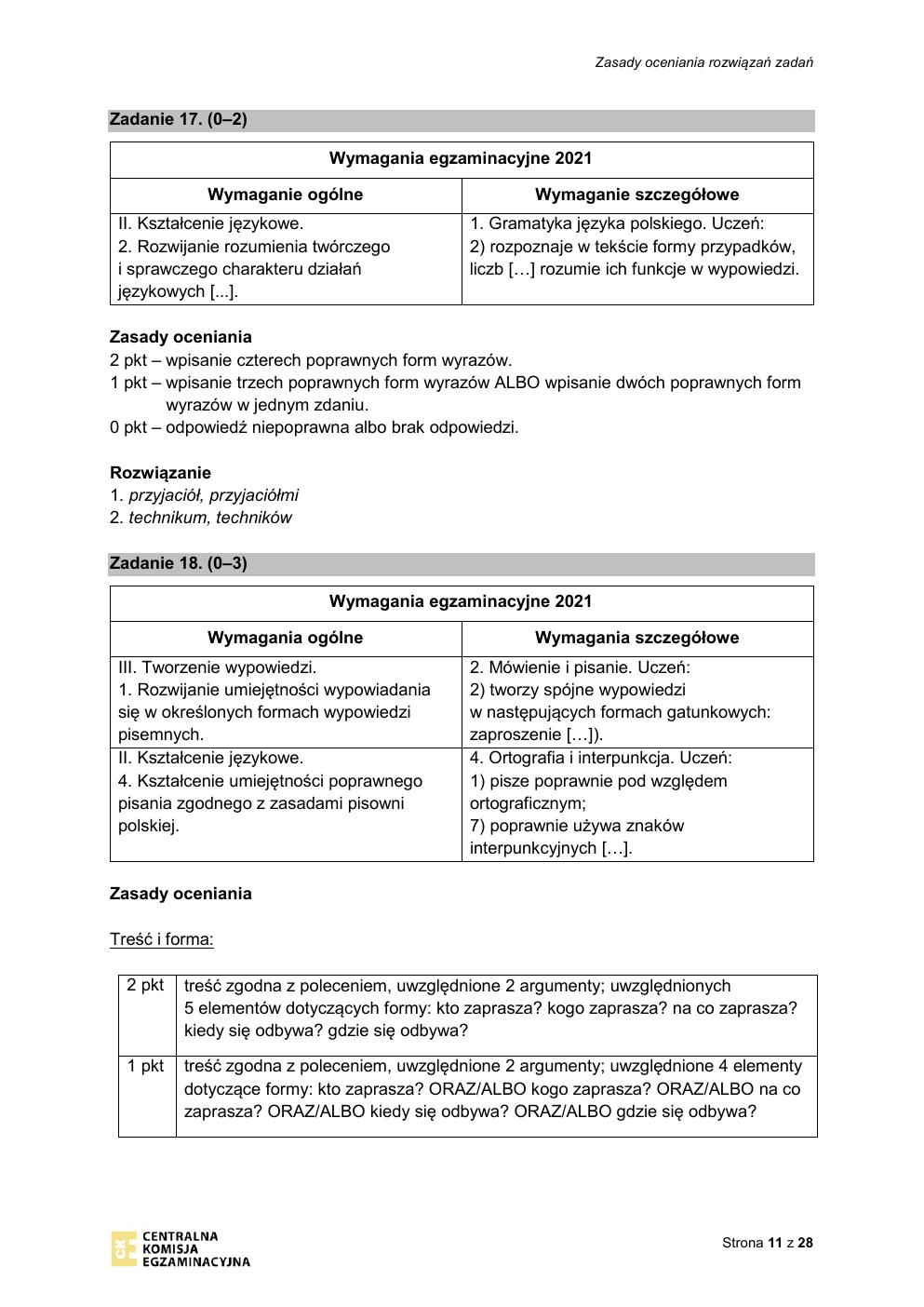 odpowiedzi - język polski - egzamin ósmoklasisty 2021 maj-11