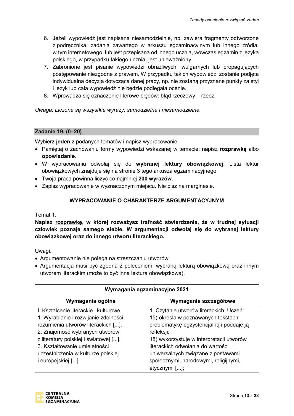 odpowiedzi - język polski - egzamin ósmoklasisty 2021 maj-13