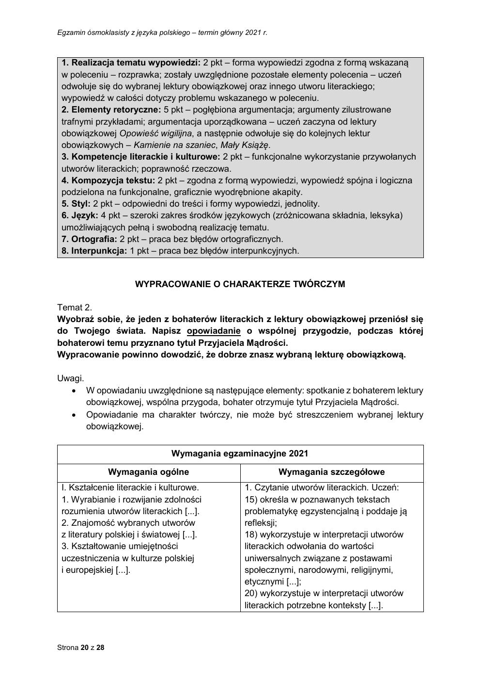 odpowiedzi - język polski - egzamin ósmoklasisty 2021 maj-20
