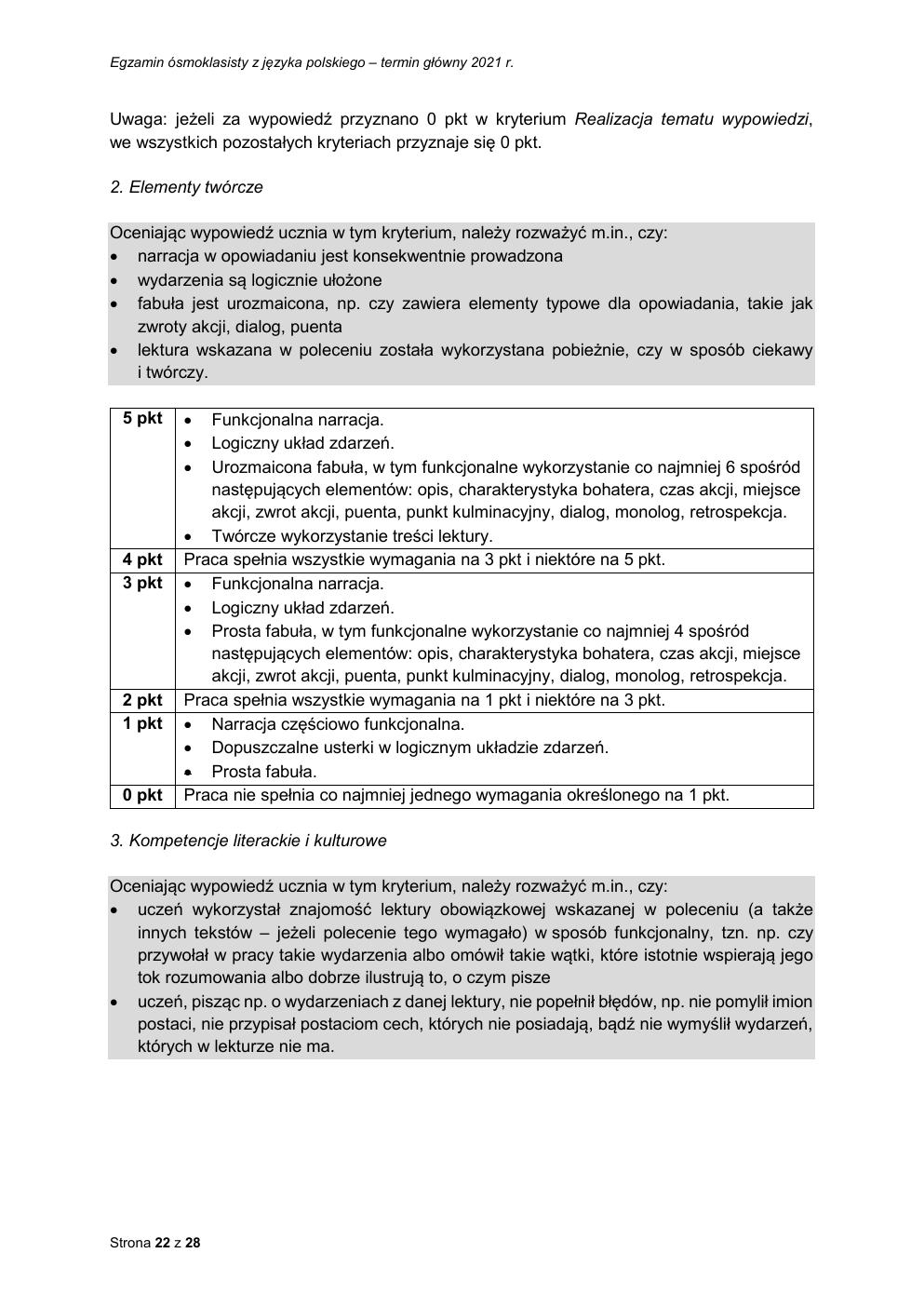 odpowiedzi - język polski - egzamin ósmoklasisty 2021 maj-22