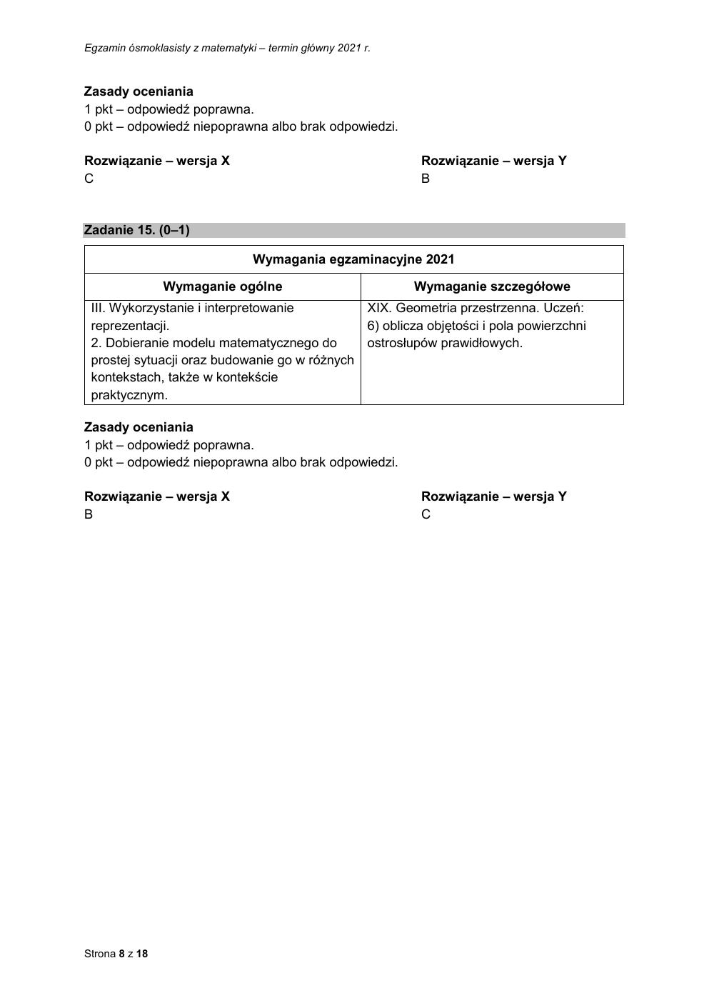 odpowiedzi - matematyka - egzamin ósmoklasisty 2021-08