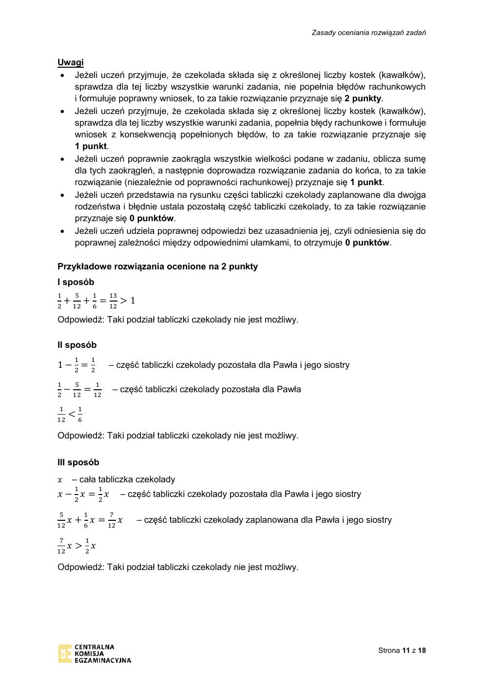 odpowiedzi - matematyka - egzamin ósmoklasisty 2021-11