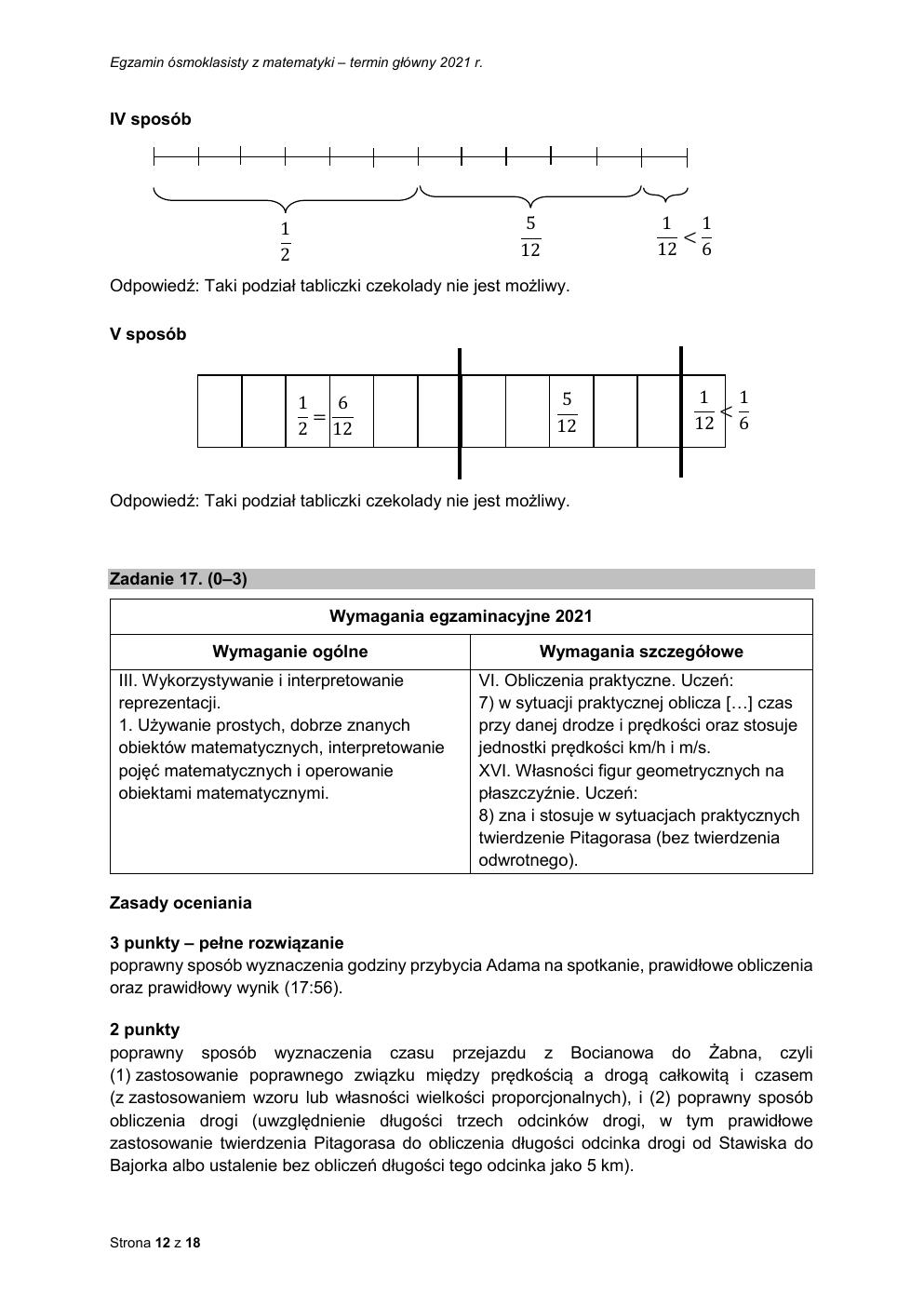 odpowiedzi - matematyka - egzamin ósmoklasisty 2021-12