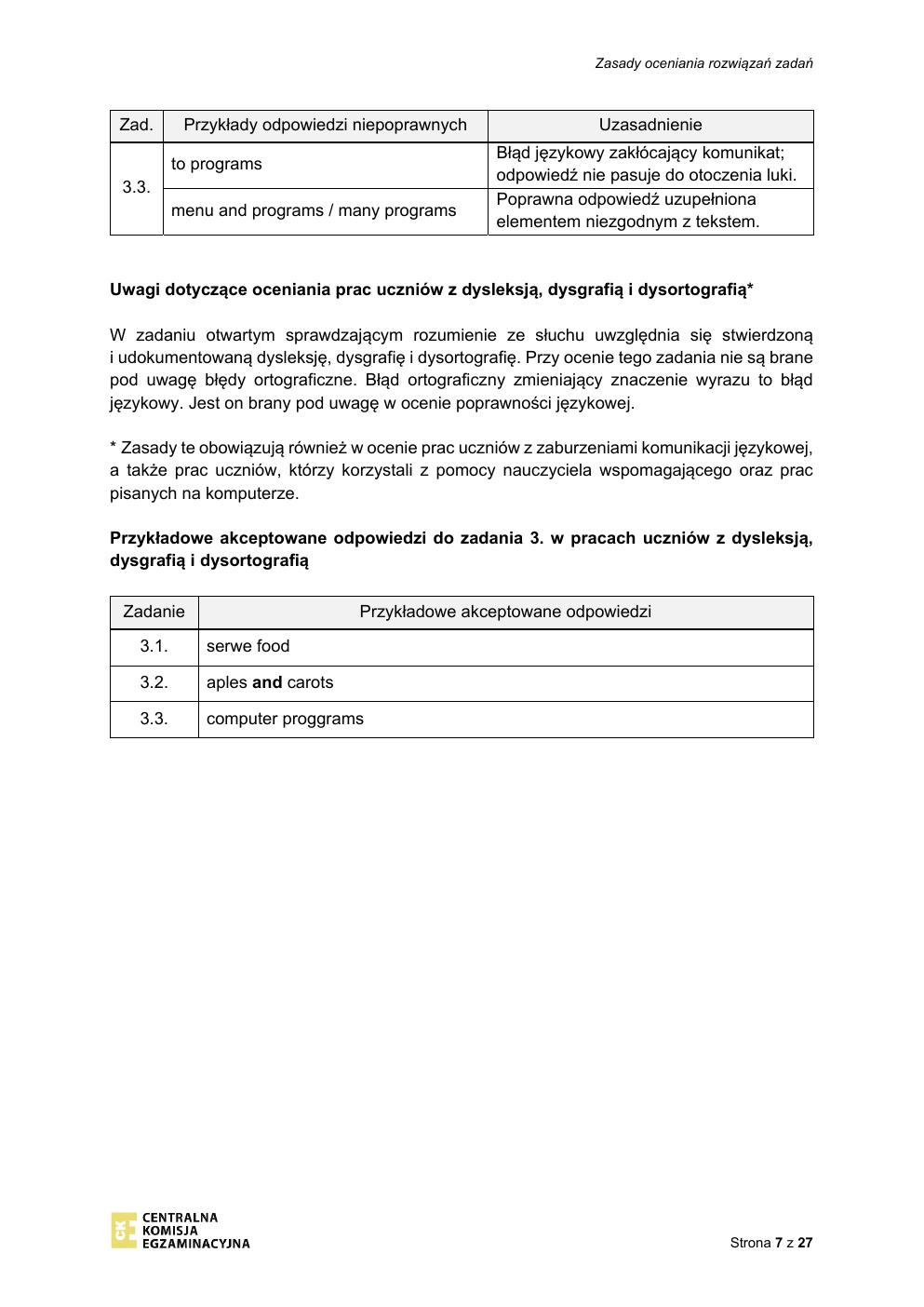 odpowiedzi - język angielski - egzamin ósmoklasisty 2021-07