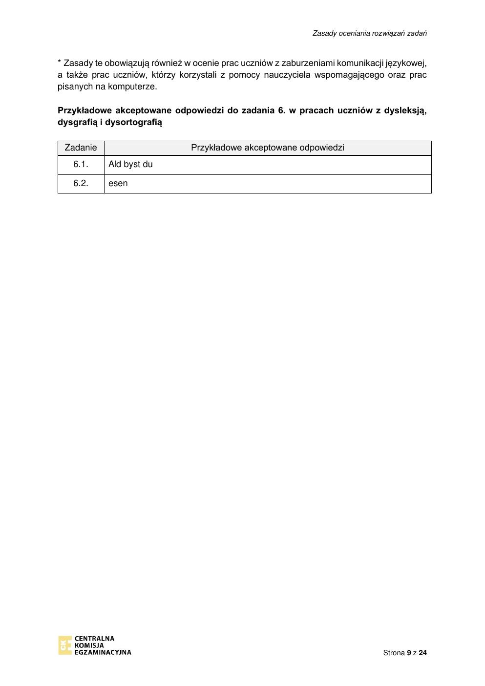 odpowiedzi - język niemiecki - egzamin ósmoklasisty 2021-09