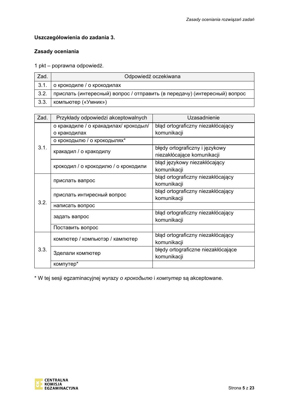 odpowiedzi - język rosyjski - egzamin ósmoklasisty 2021-05