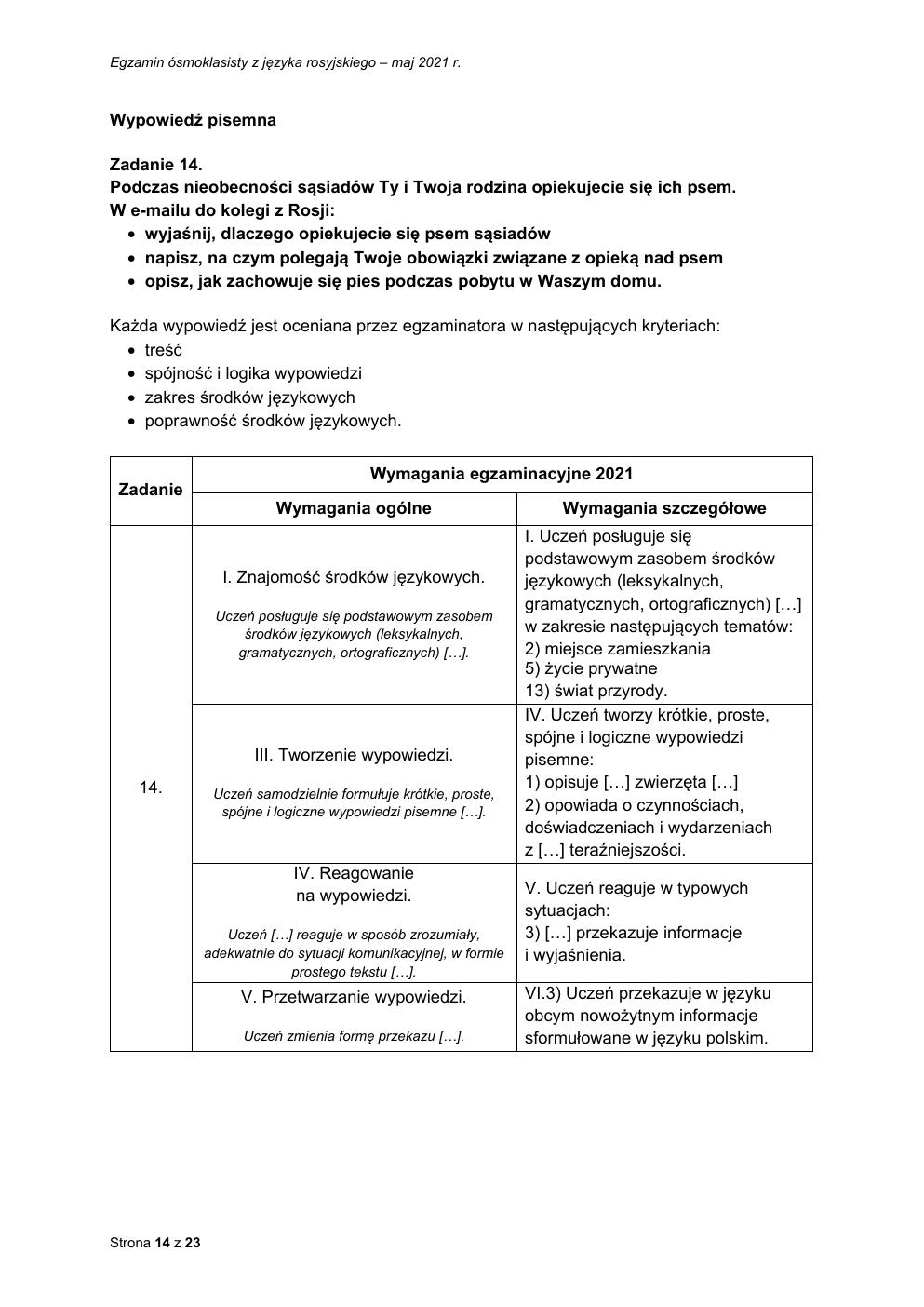 odpowiedzi - język rosyjski - egzamin ósmoklasisty 2021-14