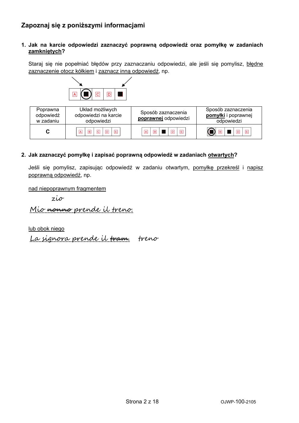 język włoski - egzamin ósmoklasisty 2021 - arkusz-02