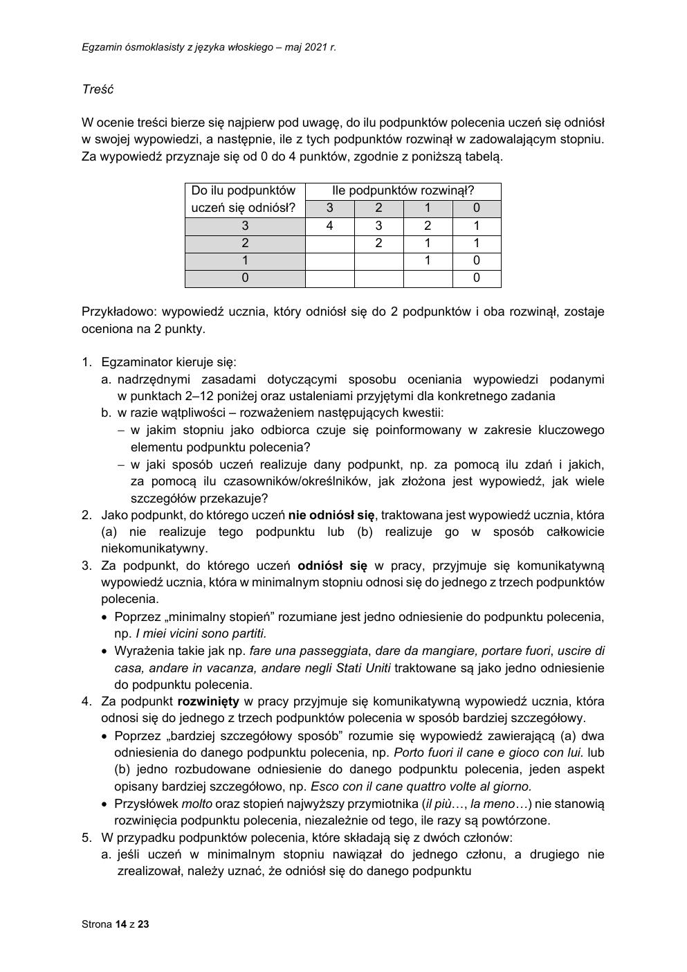 odpowiedzi - język włoski - egzamin ósmoklasisty 2021-14