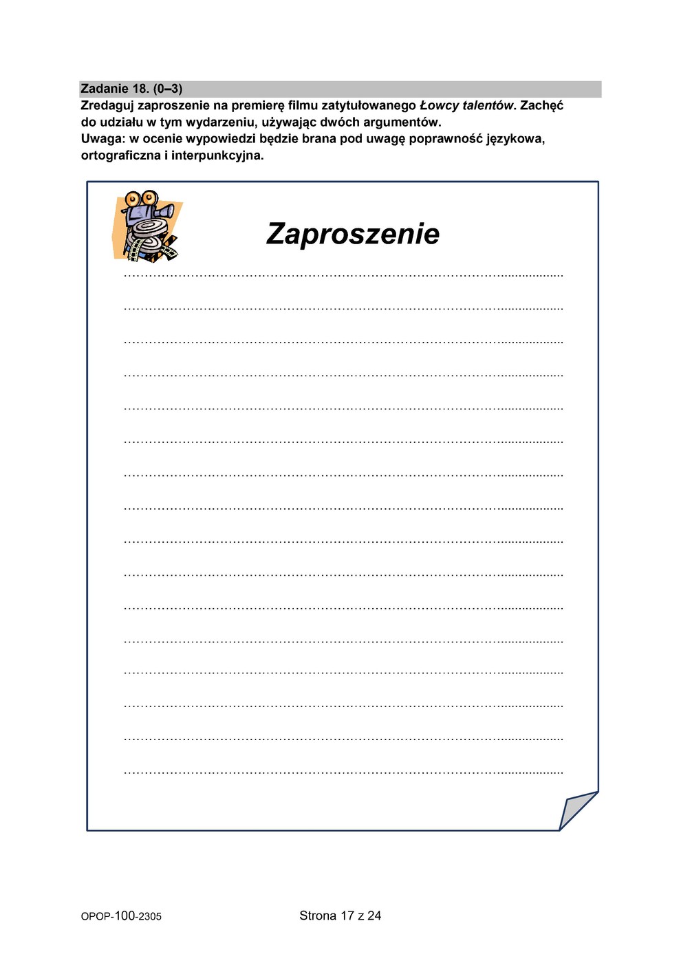 arkusz - język polski - egzamin ósmoklasisty 2023 - 0017