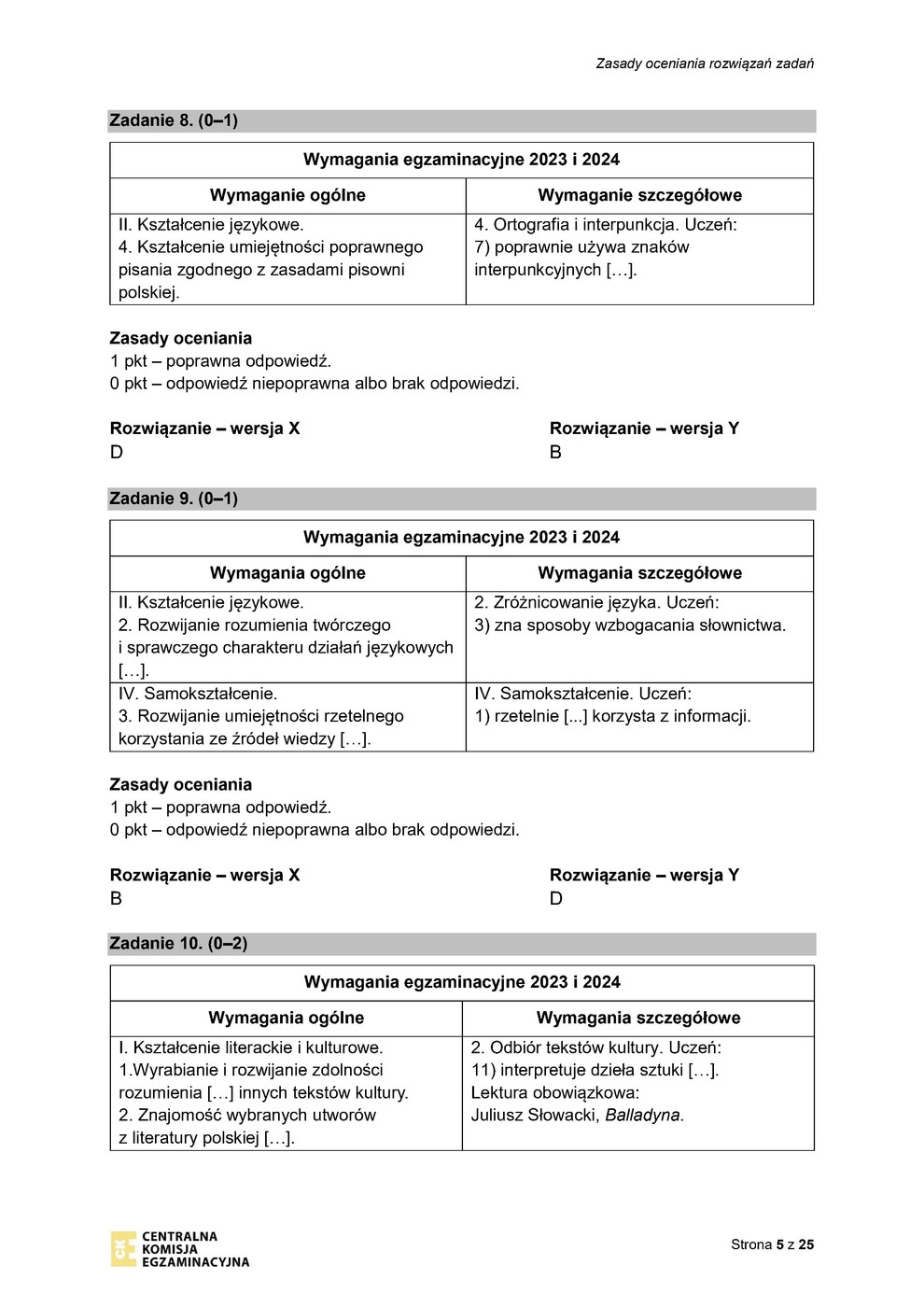 odpowiedzi - język polski - egzamin ósmoklasisty 2023 - 0005