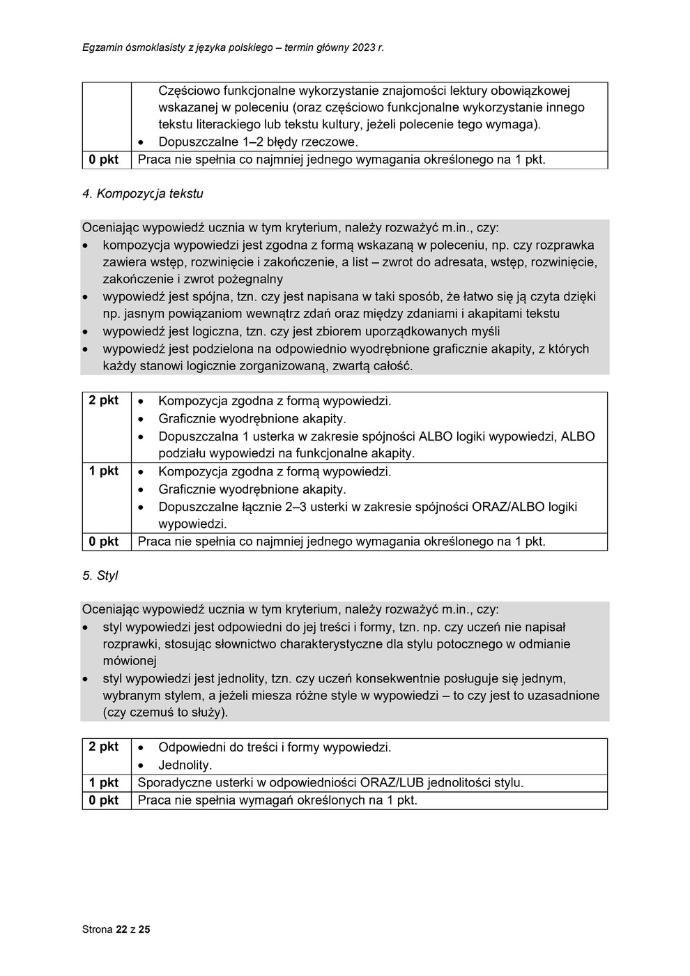 odpowiedzi - język polski - egzamin ósmoklasisty 2023 - 0022