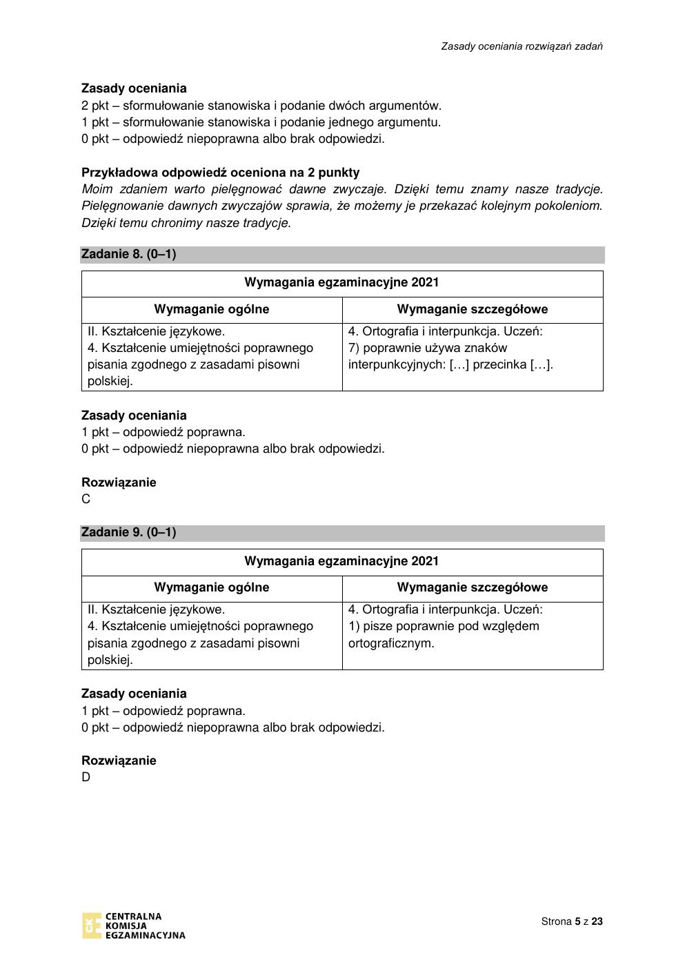 odpowiedzi - polski - egzamin ósmoklasisty 2021 próbny-05