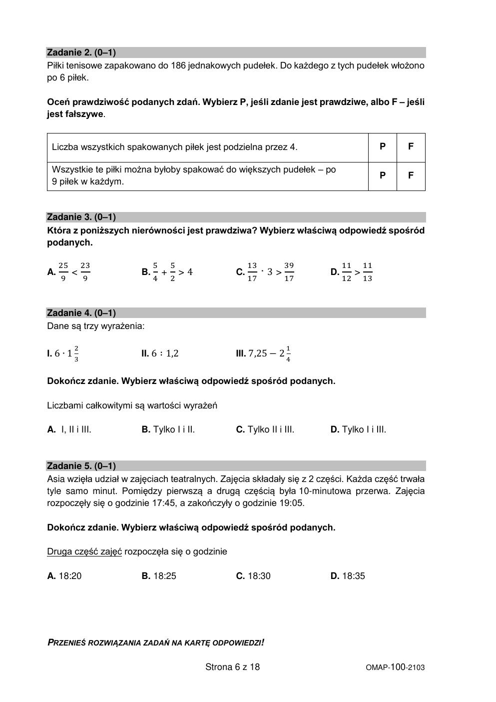 arkusz - matematyka - egzamin ósmoklasisty 2021 próbny-06