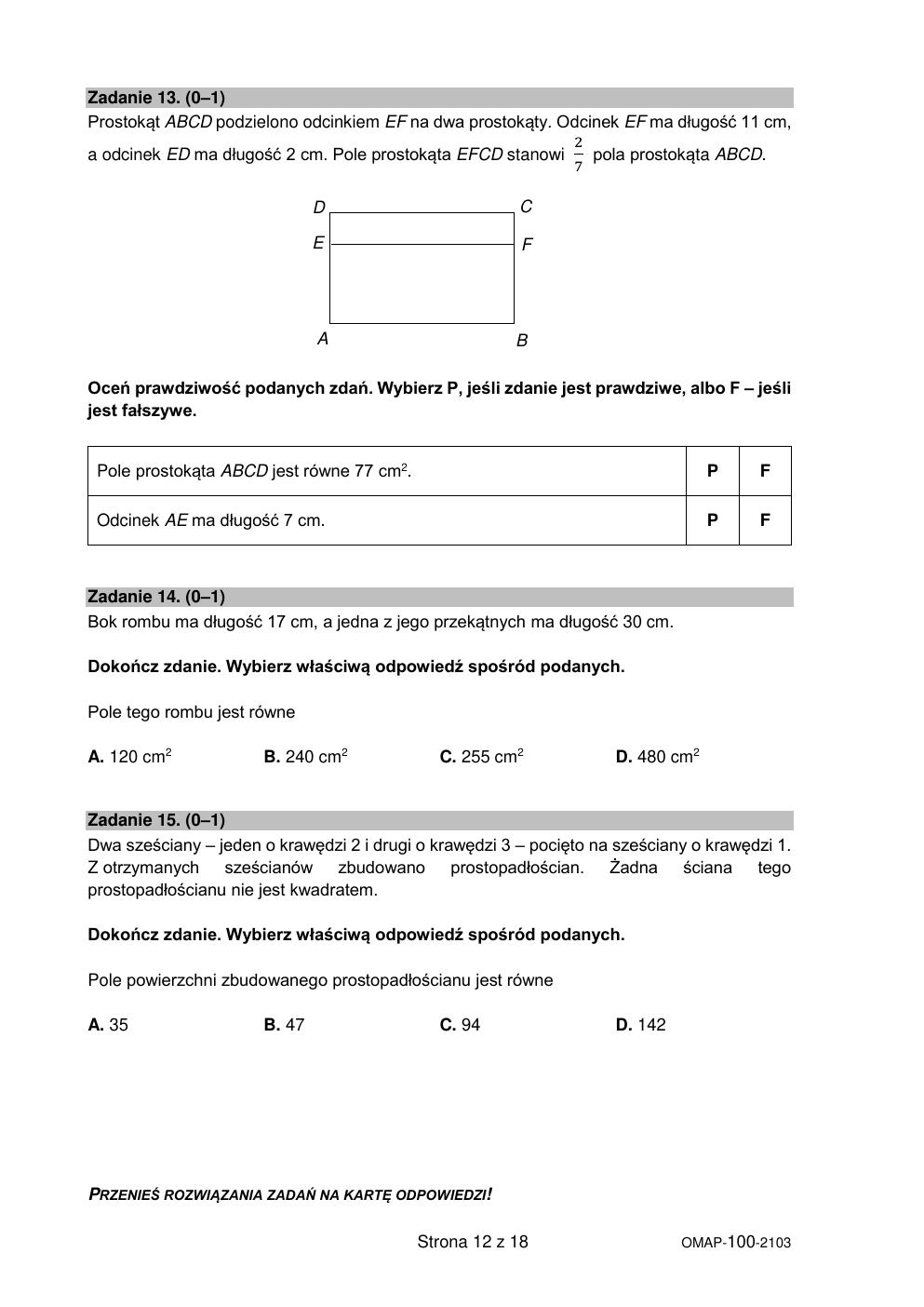 arkusz - matematyka - egzamin ósmoklasisty 2021 próbny-12