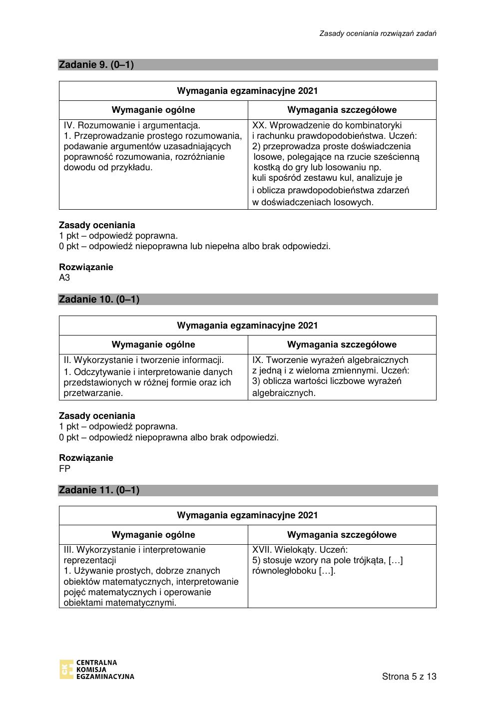 odpowiedzi - matematyka - egzamin ósmoklasisty 2021 próbny-05