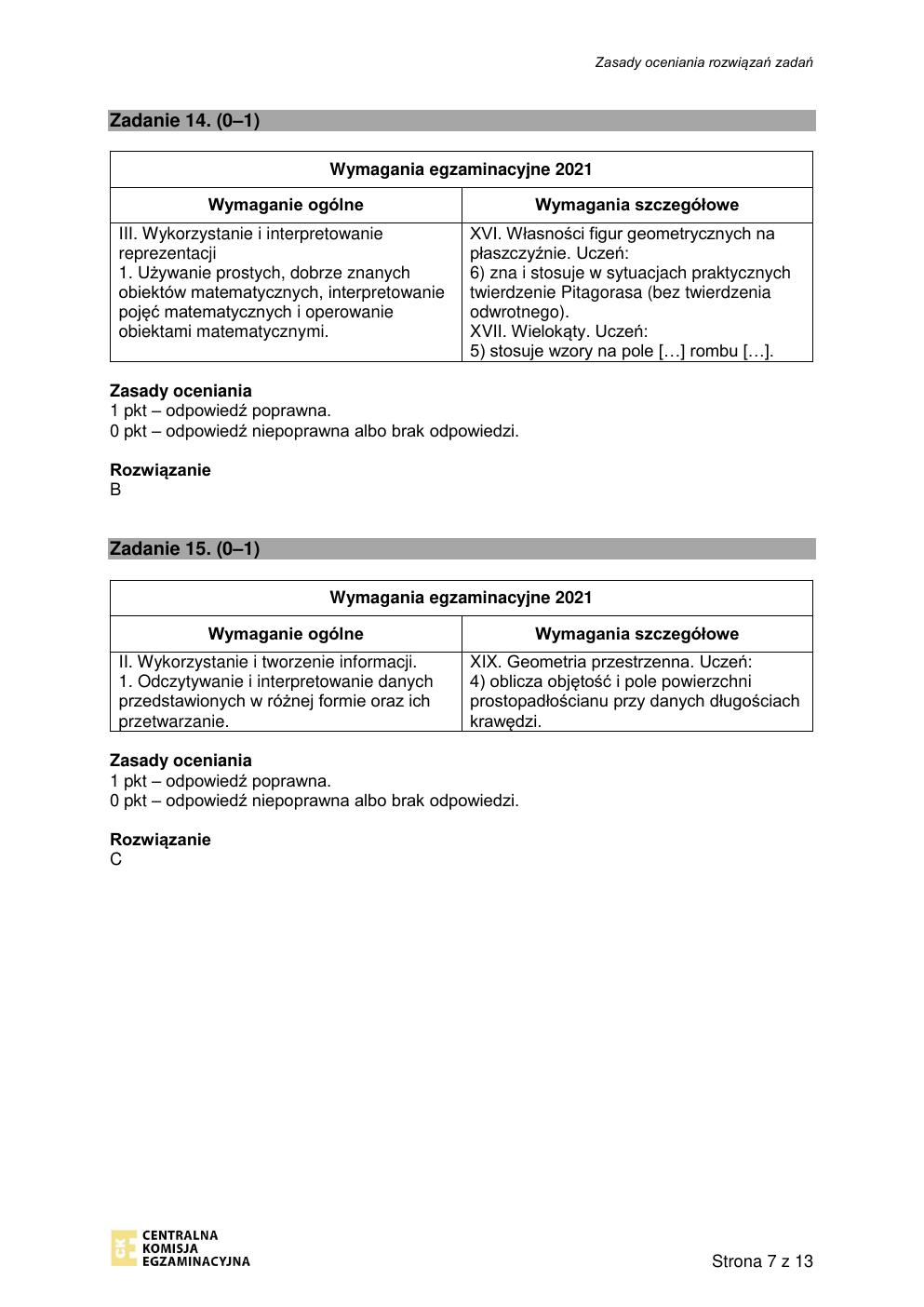 odpowiedzi - matematyka - egzamin ósmoklasisty 2021 próbny-07